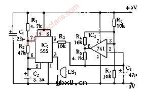 扫频报警器电路图