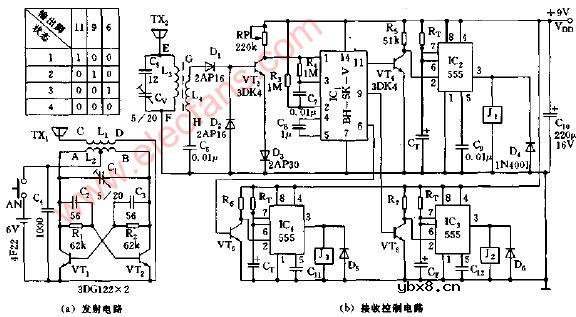 遥控式多档控制器电路图