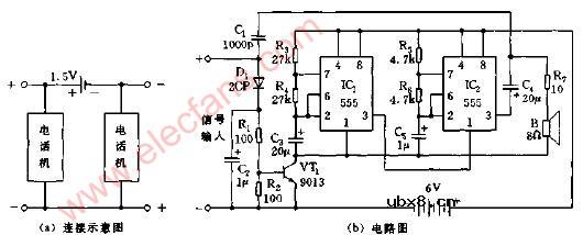 同线电话机呼叫铃声电路图