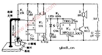 灵敏的地震声光报警电路图