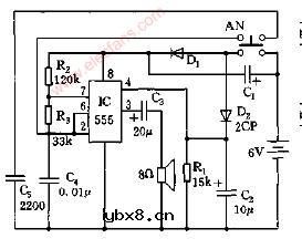 静态微功耗双音门笛电路图