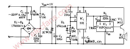 冰箱除霜提醒电路图