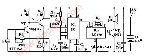 击打和猝发响声报警器电路图