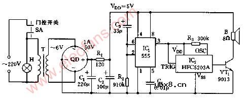 冰箱关门语言提醒器电路图