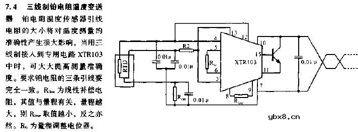 三线制铂电阻温度变送器电路