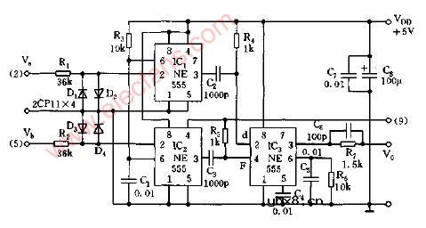 电力系统用频率、相位检测接口板电路图