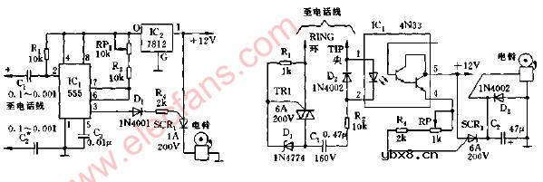 电话机附加振铃提醒器电路图2