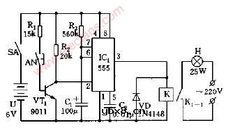 夜间通话自动照明定时灯电路图1