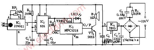 红外探测欢迎光临迎客装置电路图
