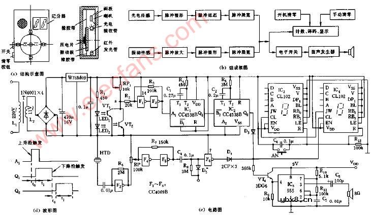 投球自动报分记分游戏机电路图