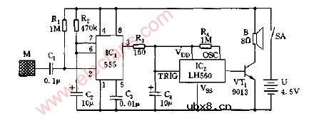触摸式请开门语音门铃电路图