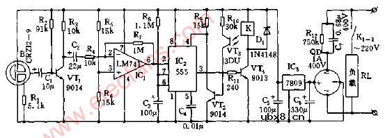 白天锁闭的光敏声控开关电路图