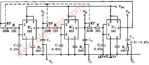 闭环三相多谐振荡器电路图