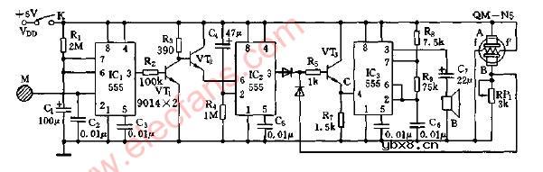 家用防盗防火报警器电路图