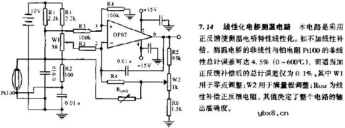 线性化电桥测温电路