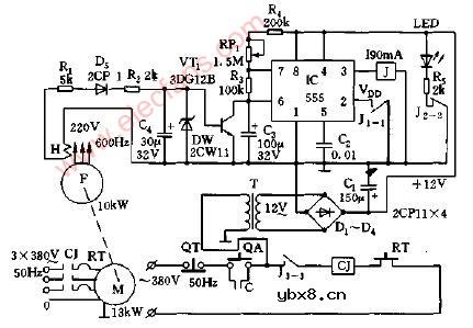 发电机组自动停车装置电路图