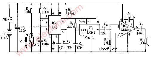 柜、屉防盗报警器电路图