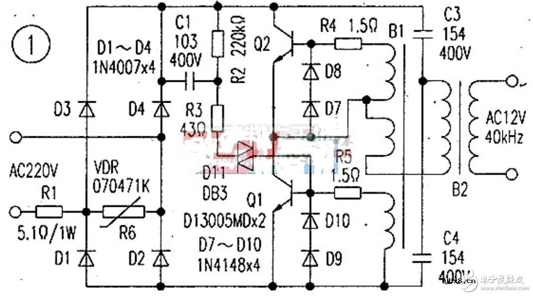 石英灯电子变压器电路图