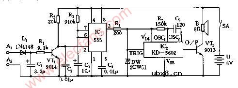 电子表定时闹响电路图