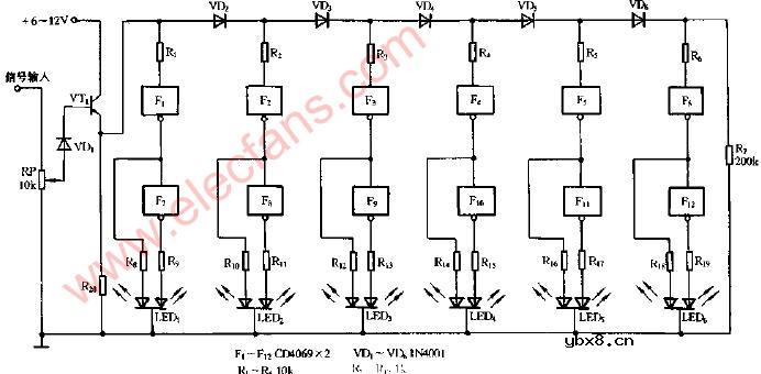 变色电平指示器电路图
