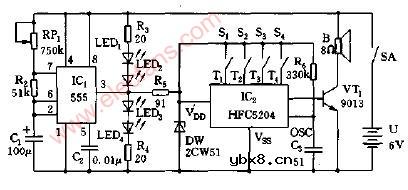 鸡、狗、猫三合一声光玩具电路图