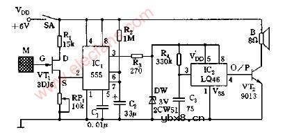 感应式语音防盗报警电路图