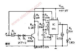 三态声光逻辑笔电路图