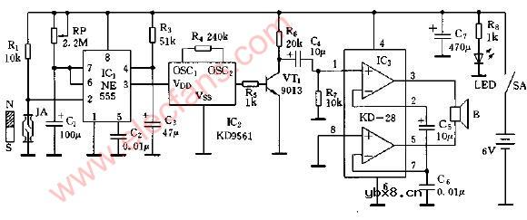 家用防盗报警器电路图