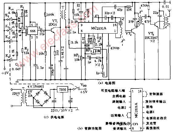 无线电呼叫系统编码发射机电路图