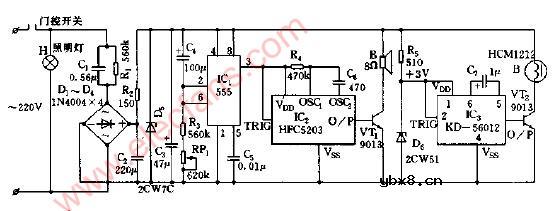 冰柜开柜鸟鸣、关柜提醒电路图