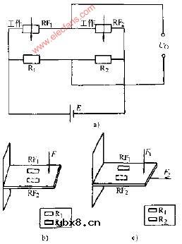 双片工作半桥式力敏电桥1电路图