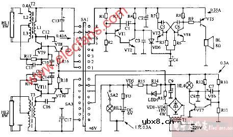2255多功能应急灯电路图
