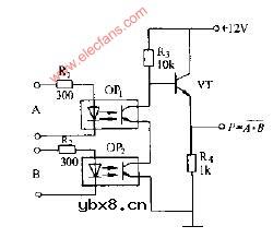 光耦合器构成的与非门电路图