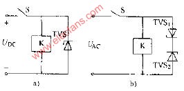 TVS作继电器护电路图