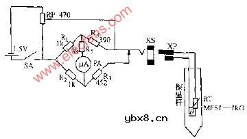 MF53--型热敏电阻器点温计电路图
