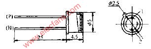 2CU101、201型硅光敏二极管外型尺寸电路图