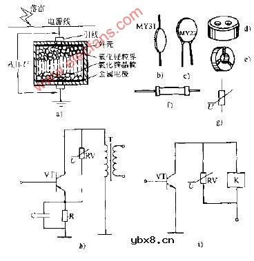 压敏电阻器及晶体普压敏保护电路图
