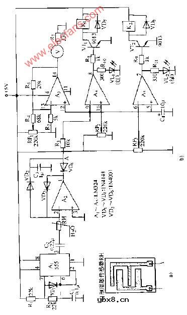 自制湿度传感器及其控制电路电路图