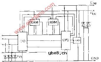 微机数据传输线路TVS保护电路图