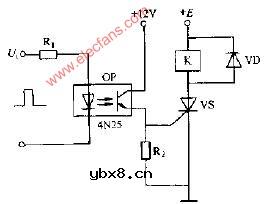 光耦合器构成的晶闸开关电路图