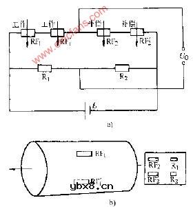 双片工作半桥式力敏电桥4电路图