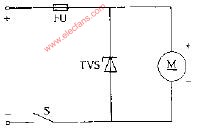 TVS用作直流电动机保护电路图