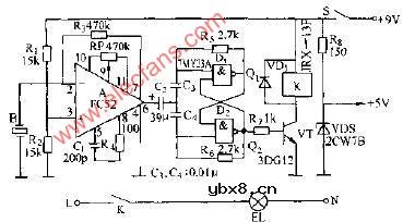 压电晶体扬声器声控电灯电路图