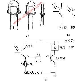 光敏晶体管及光照吸合式继电器电路图