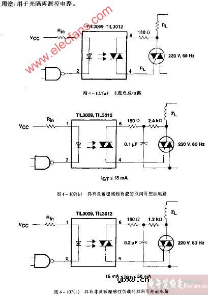 TIL3009-TIL3012具有灵敏栅感性负载的双向可控硅