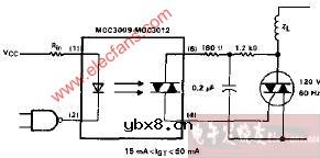 MOC3009-MOC3012电感负载电路图