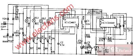 强华SM-CM1型触摸变色台灯电路图
