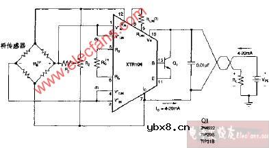 桥传感器和XTR104的基本连接电路图