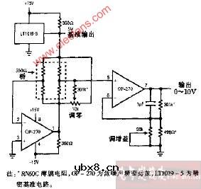 具有桥激励的应变计信号调节器电路图