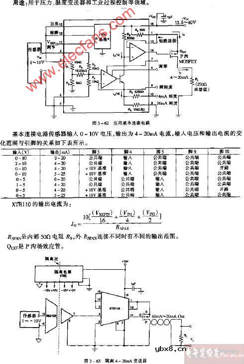 XTR110隔离4-20mA变送器电路图